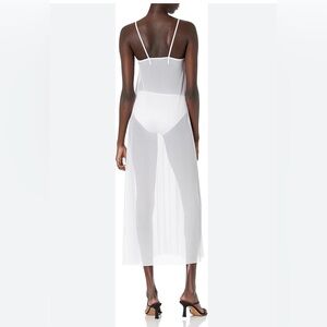 Norma Kamali Slip A-Line white Mesh dress to Midcalf. Size S. NWT’S